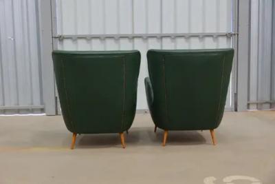 Carlo Hauner Brazilian Armchairs Pouf in Hardwood Leather and Fabric Carlo Hauner 1950s