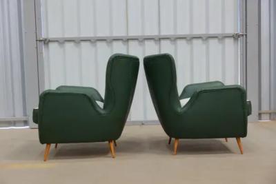 Carlo Hauner Brazilian Armchairs Pouf in Hardwood Leather and Fabric Carlo Hauner 1950s