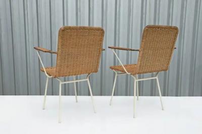 Carlo Hauner Brazilian Mid Century Pair of Armchairs in Cane Iron by Carlo Hauner c 1950s