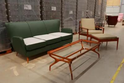 Carlo Hauner Brazilian Mid Century Sofa in Hardwood Leather and Fabric by Carlo Hauner 1950s