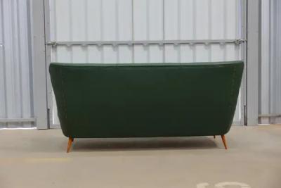 Carlo Hauner Brazilian Mid Century Sofa in Hardwood Leather and Fabric by Carlo Hauner 1950s