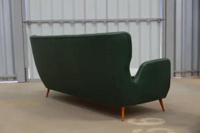 Carlo Hauner Brazilian Mid Century Sofa in Hardwood Leather and Fabric by Carlo Hauner 1950s