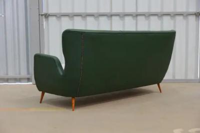 Carlo Hauner Brazilian Mid Century Sofa in Hardwood Leather and Fabric by Carlo Hauner 1950s
