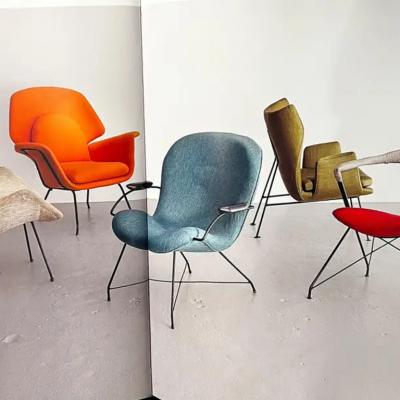 Carlo Hauner Brazilian Modern Armchair Set in Velvet Hardwood Metal by Carlo Hauner 1950s