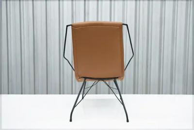 Carlo Hauner Brazilian Modern Armchair in Brown Leather Iron Carlo Hauner 1950s Brazil