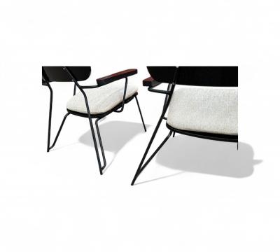 Carlo Hauner Brazilian Modern Armchairs in Ebonized Wood Metal Carlo Hauner 1950s