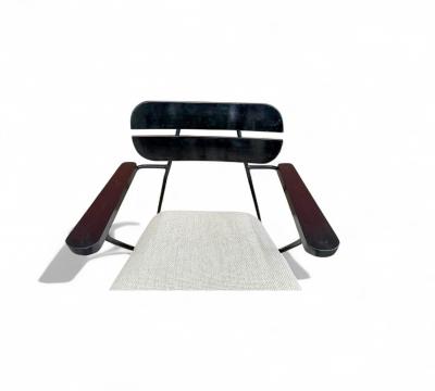 Carlo Hauner Brazilian Modern Armchairs in Ebonized Wood Metal Carlo Hauner 1950s