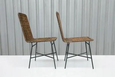 Carlo Hauner Brazilian Modern Chairs in Caning and Metal by Carlo Hauner 1950s Brazil