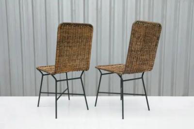 Carlo Hauner Brazilian Modern Chairs in Caning and Metal by Carlo Hauner 1950s Brazil