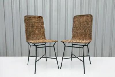 Carlo Hauner Brazilian Modern Chairs in Caning and Metal by Carlo Hauner 1950s Brazil