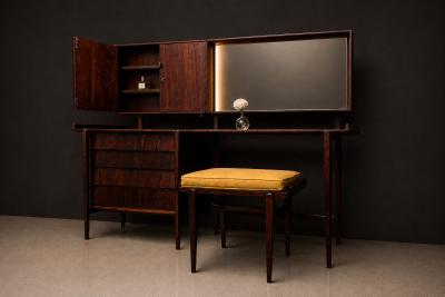 Carlo Hauner Brazilian Modern Dresser with Stool in Rosewood Carlo Hauner for Forma