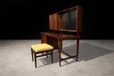 Carlo Hauner Brazilian Modern Dresser with Stool in Rosewood Carlo Hauner for Forma