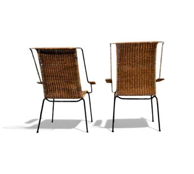 Carlo Hauner Brazilian Modern Pair of Armchairs Cane Iron Carlo Hauner 1950s