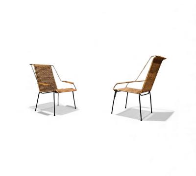 Carlo Hauner Brazilian Modern Pair of Armchairs Cane Iron Carlo Hauner 1950s