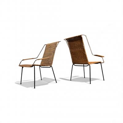 Carlo Hauner Brazilian Modern Pair of Armchairs Cane Iron Carlo Hauner 1950s