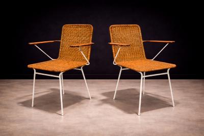 Carlo Hauner Brazilian Modern Pair of Armchairs in Cane Iron Carlo Hauner 1950s