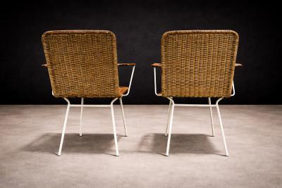 Carlo Hauner Brazilian Modern Pair of Armchairs in Cane Iron Carlo Hauner 1950s