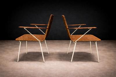 Carlo Hauner Brazilian Modern Pair of Armchairs in Cane Iron Carlo Hauner 1950s