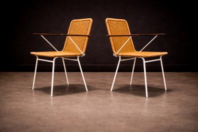 Carlo Hauner Brazilian Modern Pair of Armchairs in Cane Iron Carlo Hauner 1950s