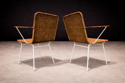 Carlo Hauner Brazilian Modern Pair of Armchairs in Cane Iron Carlo Hauner 1950s