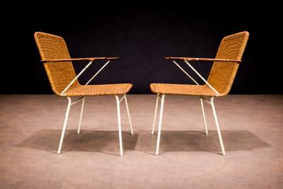 Carlo Hauner Brazilian Modern Pair of Armchairs in Cane Iron Carlo Hauner 1950s