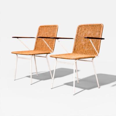 Carlo Hauner Brazilian Modern Pair of Armchairs in Cane Iron Carlo Hauner 1950s