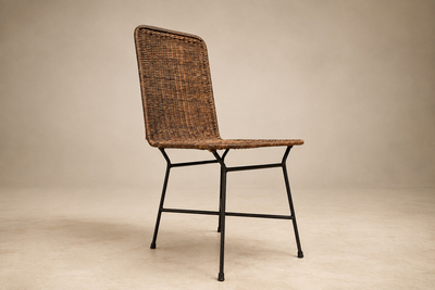 Carlo Hauner Brazilian Modern Pair of Chairs in Iron Wicker by Carlo Hauner Brazil 1950s