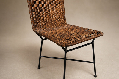 Carlo Hauner Brazilian Modern Pair of Chairs in Iron Wicker by Carlo Hauner Brazil 1950s