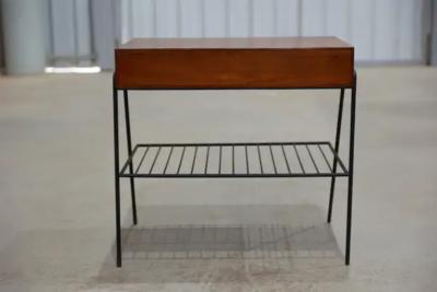 Carlo Hauner Brazilian Modern Side table in Hardwood and Metal Unknown c 1950