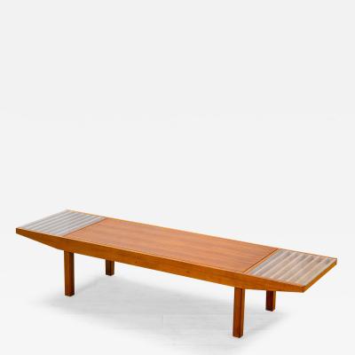 Carlo Hauner Carlo Hauner Attr Wooden Bench with Glass elements 60s