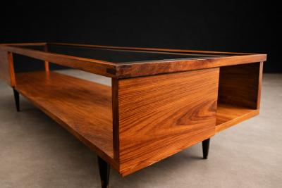 Carlo Hauner Carlo Hauner Caviuna Wood Glass Display Coffee Table Brazil 1950s
