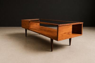 Carlo Hauner Carlo Hauner Caviuna Wood Glass Display Coffee Table Brazil 1950s