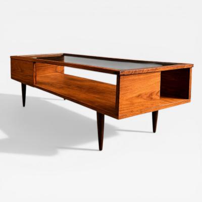 Carlo Hauner Carlo Hauner Caviuna Wood Glass Display Coffee Table Brazil 1950s