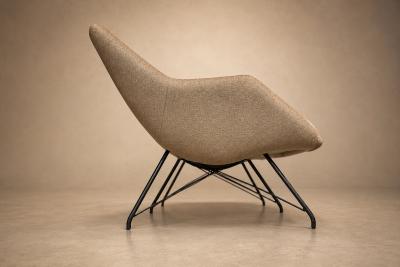Carlo Hauner Concha Loveseat in Metal Brass Toned Fabric by Carlo Hauner 1955