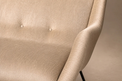 Carlo Hauner Concha Loveseat in Metal Textured Brass Toned Fabric by Carlo Hauner