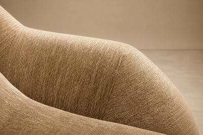 Carlo Hauner Concha Loveseat in Metal Textured Brass Toned Fabric by Carlo Hauner