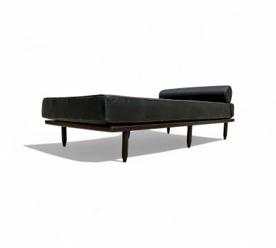 Carlo Hauner Daybed in Rosewood and Black Leather Carlo Hauner 1950s Lot 370A