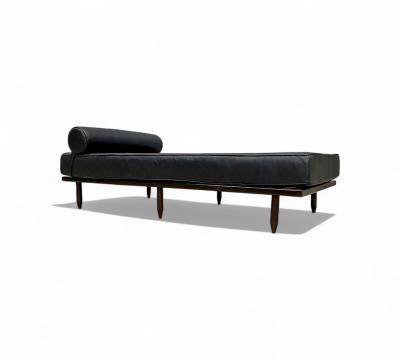 Carlo Hauner Daybed in Rosewood and Black Leather Carlo Hauner 1950s Lot 370A