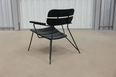 Carlo Hauner Mid Century Modern Armchair in Metal Wood by Carlo Hauner Brazil 1950s