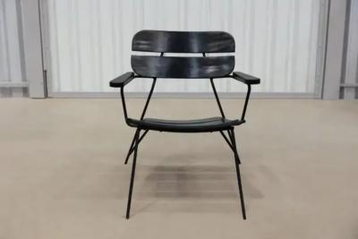 Carlo Hauner Mid Century Modern Armchair in Metal Wood by Carlo Hauner Brazil 1950s