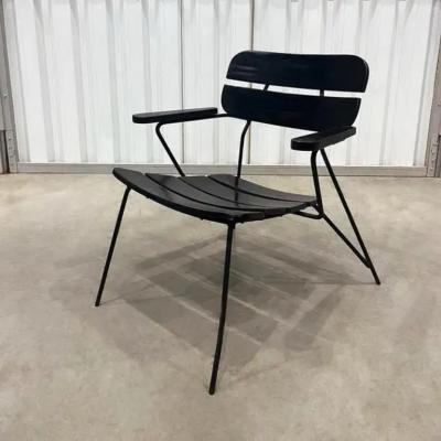 Carlo Hauner Mid Century Modern Armchair in Metal Wood by Carlo Hauner Brazil 1950s