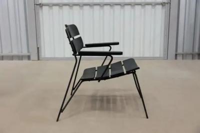 Carlo Hauner Mid Century Modern Armchair in Metal Wood by Carlo Hauner Brazil 1950s