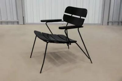 Carlo Hauner Mid Century Modern Armchair in Metal Wood by Carlo Hauner Brazil 1950s