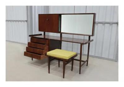 Carlo Hauner Mid Century Modern Dresser and Stool in Hardwood by Carlo Hauner Brazil