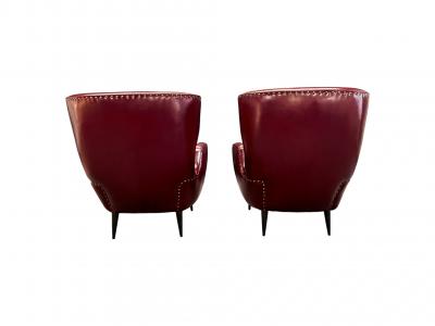 Carlo Hauner Pair of Armchairs in Hardwood Leather Boucle Carlo Hauner 1950s Lot 466