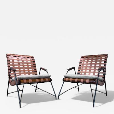 Carlo Hauner Pair of Armchairs in Rosewood Metal Fabric Carlo Hauner 1950s Lot 568