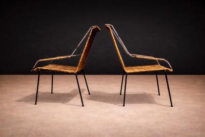 Carlo Hauner Pair of Armchairs wicker Iron Carlo Hauner 1950s