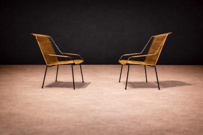 Carlo Hauner Pair of Armchairs wicker Iron Carlo Hauner 1950s