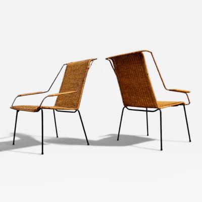 Carlo Hauner Pair of Armchairs wicker Iron Carlo Hauner 1950s