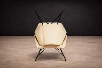 Carlo Hauner Pair of Concha Armchairs in Iron and leather Carlo Hauner